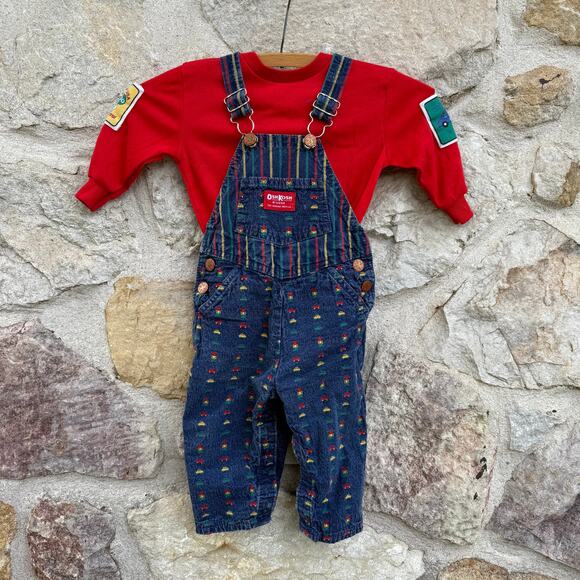 Vintage baby boy 2 piece Oshkosh overall set size 12-18 months - Picture 2 of 10